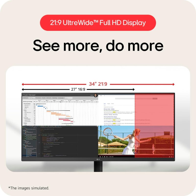 LG 34U511A-B 34" UltraWide 21:9 WFHD 100Hz IPS Monitor (sRGB 99% / AMD FreeSync) - 9