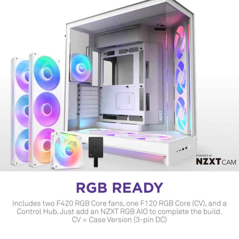 كيس NZXT H9 Flow Mid-Tower ATX أبيض RGB+ - 4