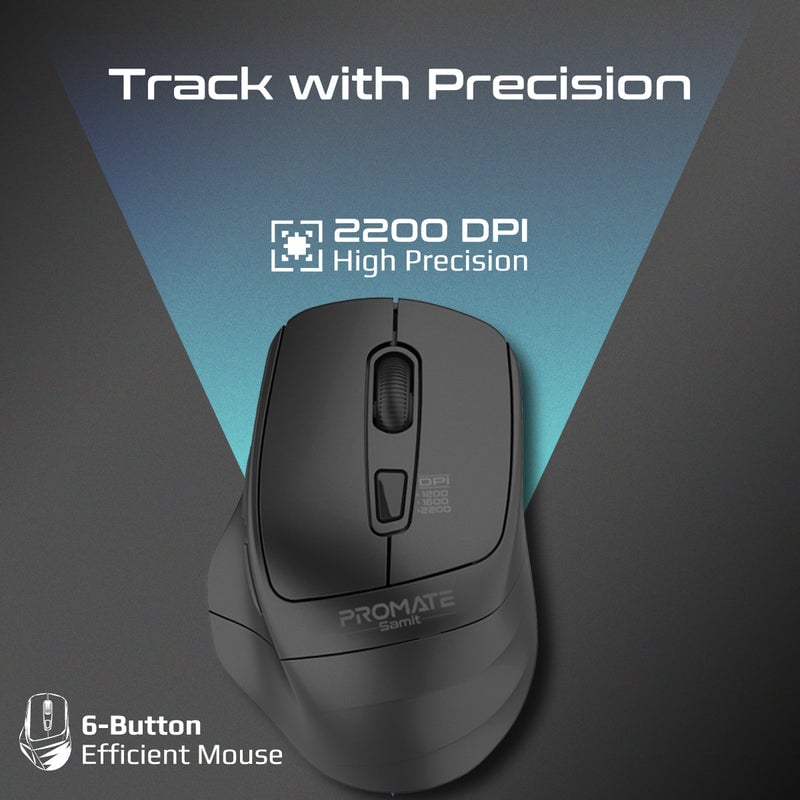 Promate Samit Silent Click Wireless Mouse 2200 DPI - 5