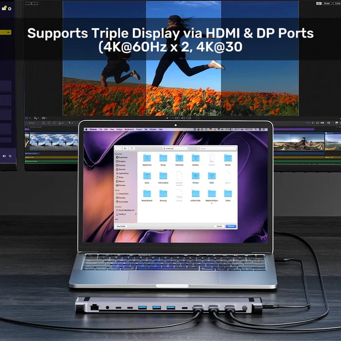 محول UNITEK UHB15 USB-C تريبل 4K KVM دوكينج ستيشن 100W PD - 10
