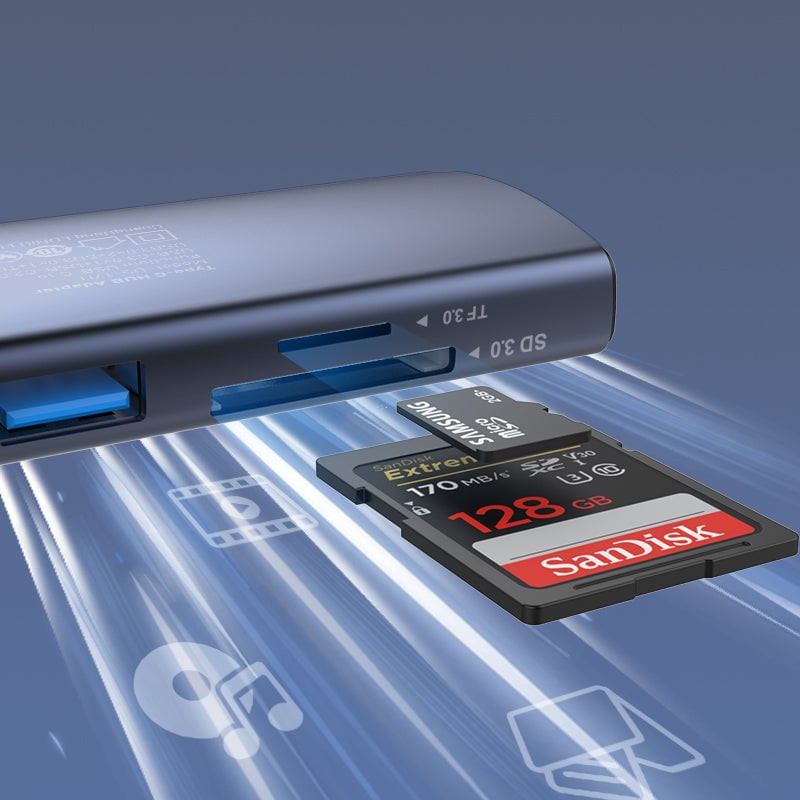 موزع LDNIO DS-17H 7-Port USB 3.0 مع HDMI وإيثرنت وSD و100W PD فضي - 10