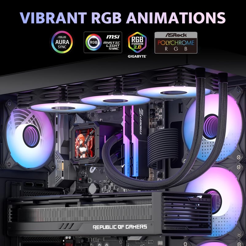 DarkFlash Wave DV360S 360mm AIO Liquid Cooler with LCD Screen Black - 8