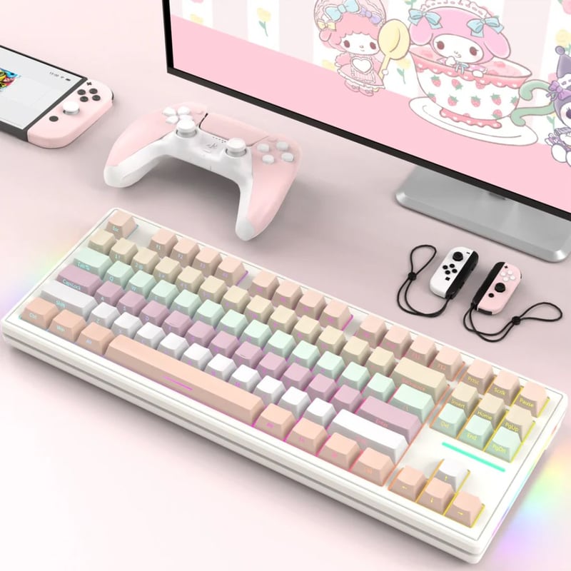 Attack Shark M87 Mechanical Keyboard Wireless 75% RGB Pink Gradient - 9