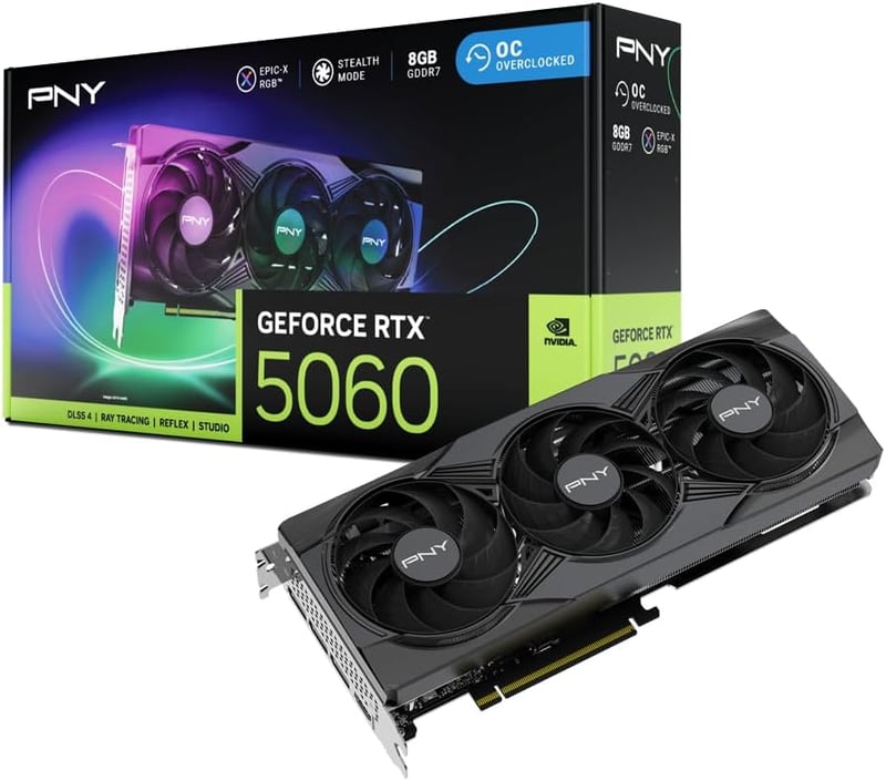 PNY GeForce RTX 5060 8GB GDDR7 Triple Fan OC Edition - 9