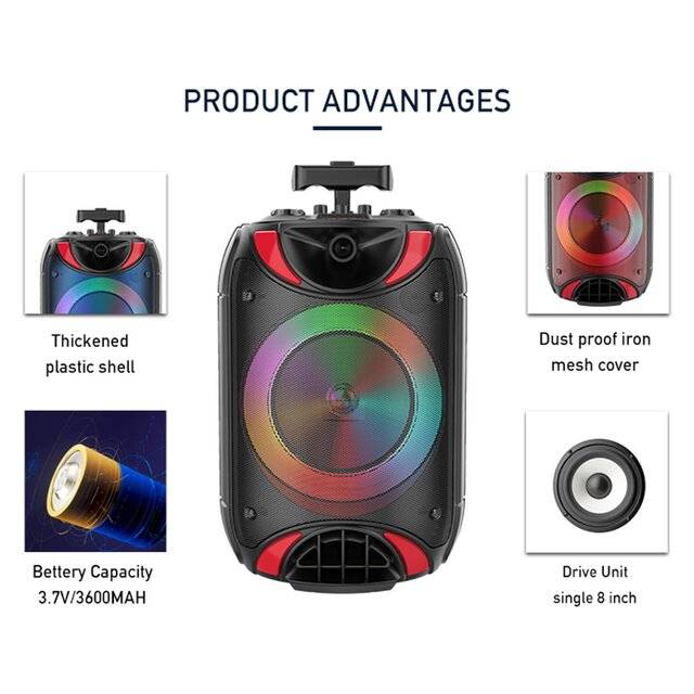 OEM ZQS8118 15W 3000mAh Portable Speaker RGB - 2