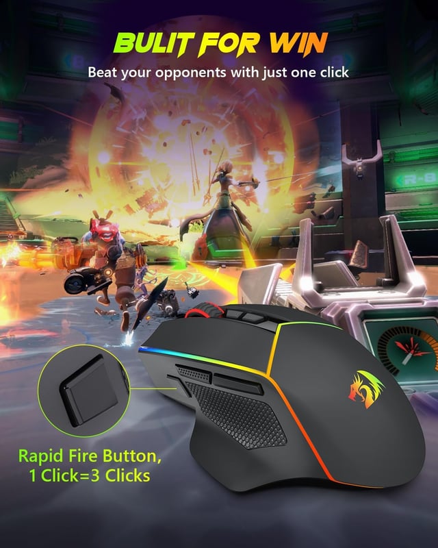 Redragon M814 RGB-Pro Gaming Mouse 8000 DPI Dual-Mode - 8