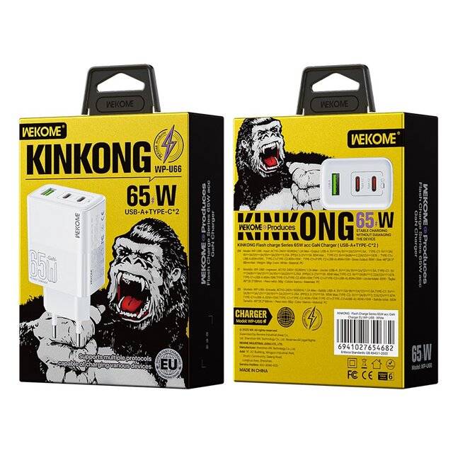 شاحن Wekome WP-U66 65W GaN A+C+C أبيض - 3