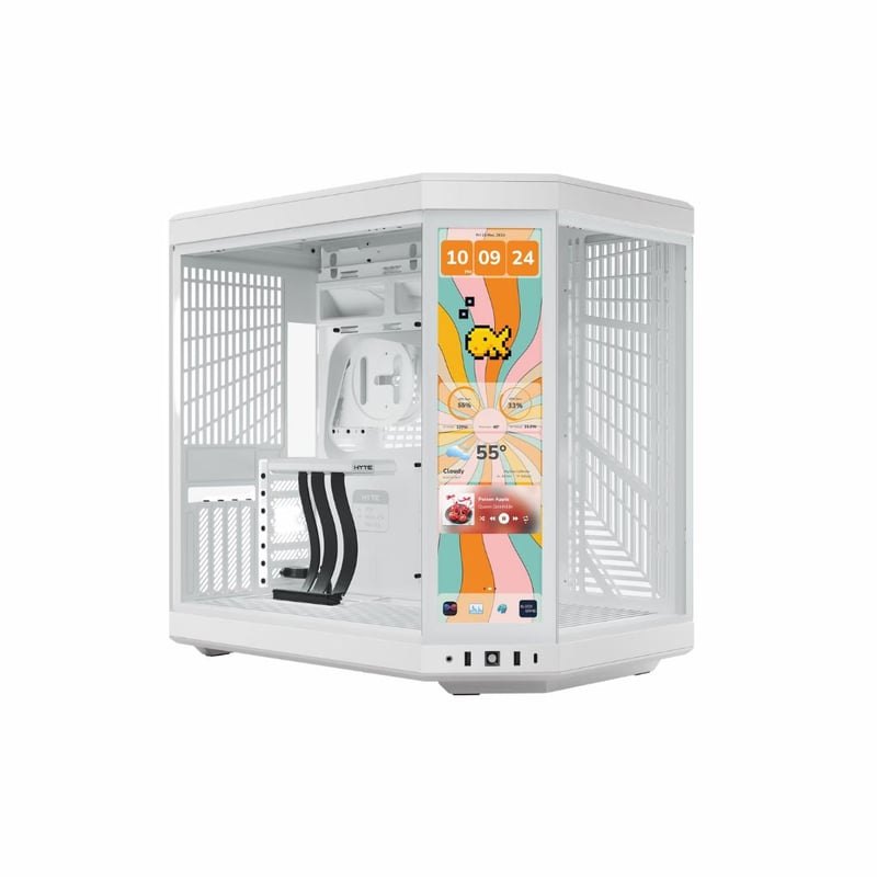 HYTE Y70 Touch Mid-Tower ATX Case Snow White with Integrated Display - 8