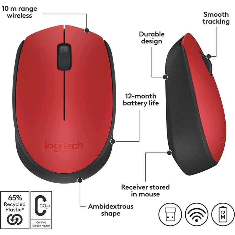 ماوس Logitech M171 1000 DPI لاسلكي أزرق - 24