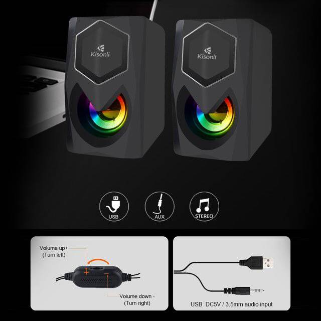 سبيكر Kisonli L-1020 2.0 قناة 6W USB أسود - 4
