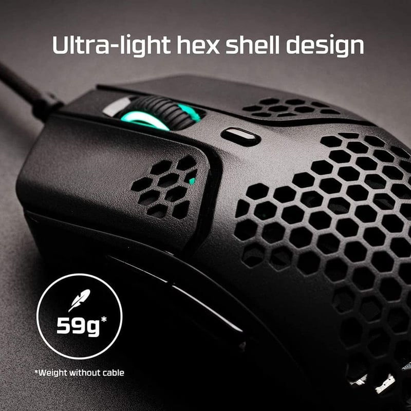 ماوس HyperX Pulsefire Haste 16000 DPI Dual-Mode RGB قيمنق أسود - 3