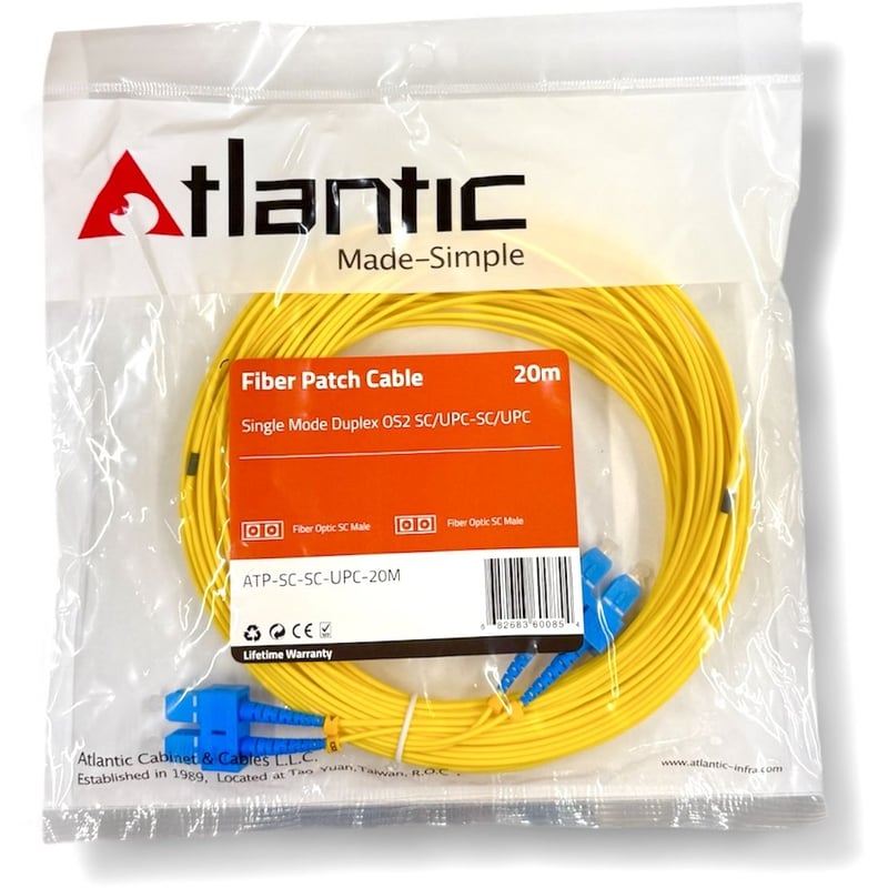 كيبل Atlantic Fiber Optic Patch Cord SC إلى LC Single Mode OS2 Duplex 20m - 3