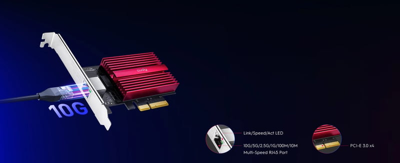 محول Cudy PE10G PCIe إلى Ethernet 10GbE RJ45 - 6