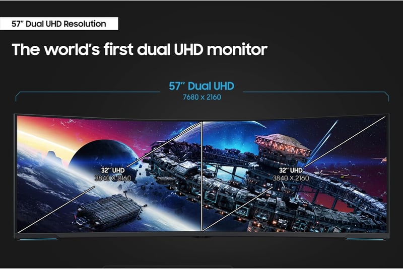 شاشة ألعاب سامسونج أوديسي نيو G9 G95NC منحنية فائقة الاتساع بحجم 57 بوصة (دقة Dual UHD - تقنية Quantum Mini-LED - تردد 240Hz - استجابة 1ms - انحناء 1000R) - 5
