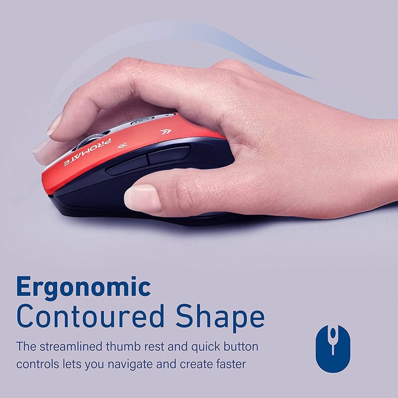 ماوس Promate Cursor EZGrip 1600 DPI لاسلكي أحمر - 3