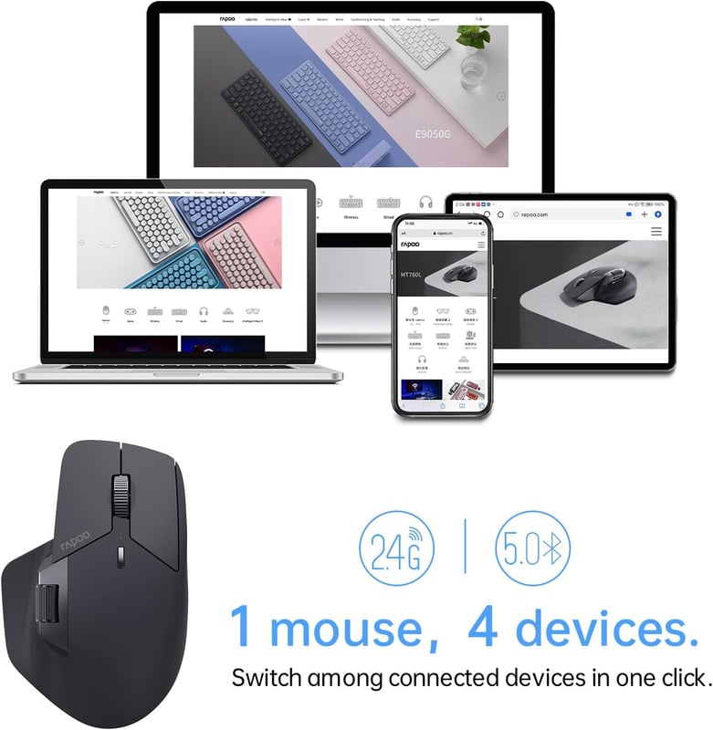 Rapoo MT760 Wireless Mouse 4000 DPI Black - 7