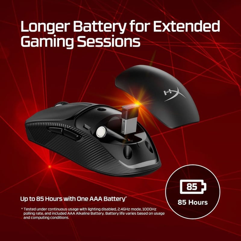 ماوس HyperX Pulsefire Fuse لاسلكي 12000 DPI 6 Buttons 75g أسود - 5