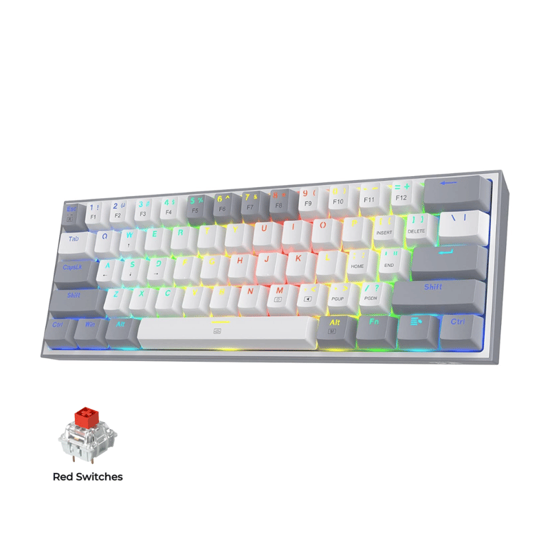 كيبورد Redragon Fizz K617 60% ميكانيكي قابل للتبديل USB-C RGB رمادي - 1