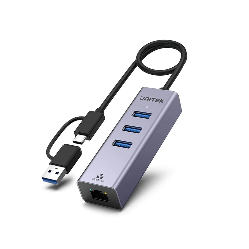 UNITEK Y-3088B USB-C to Ethernet 4-in-1 Adapter Gray - 9