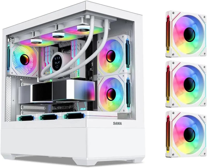 SAMA SV02 Mid-Tower ATX Case White Tempered Glass - 8