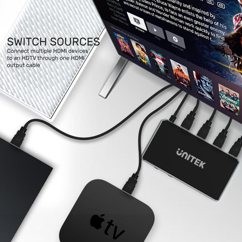 UNITEK 4K HDMI Switch 5 In 1 Out Adapter - 3