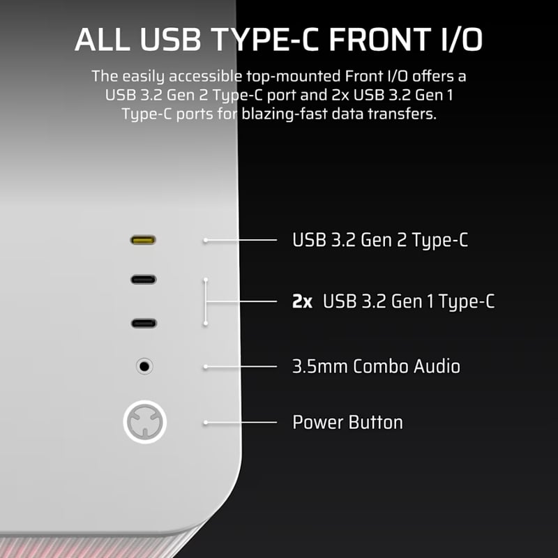 كيس Corsair 5400 RS-R Mid-Tower أبيض زجاجي مقوى ARGB - 9