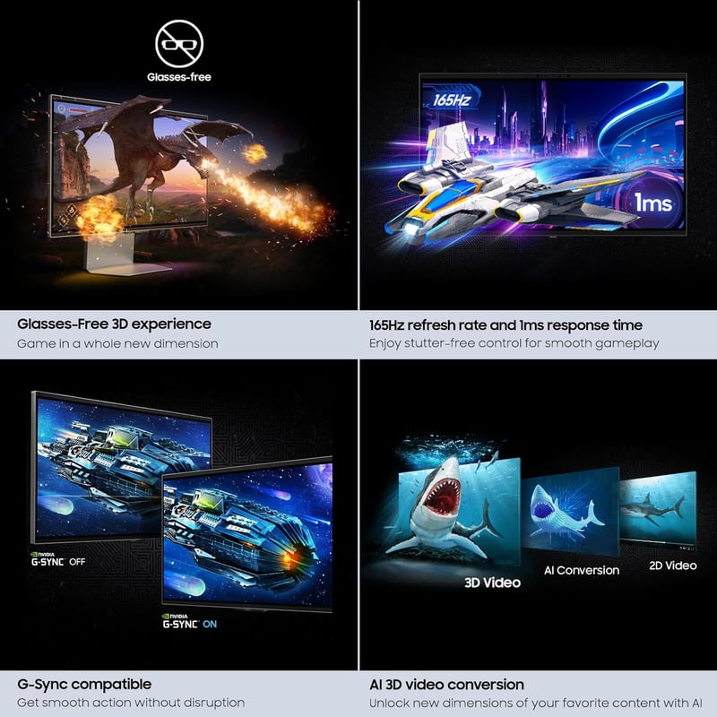 Samsung Odyssey 3D G90XF 27" 4K 165Hz IPS Gaming Monitor - 19