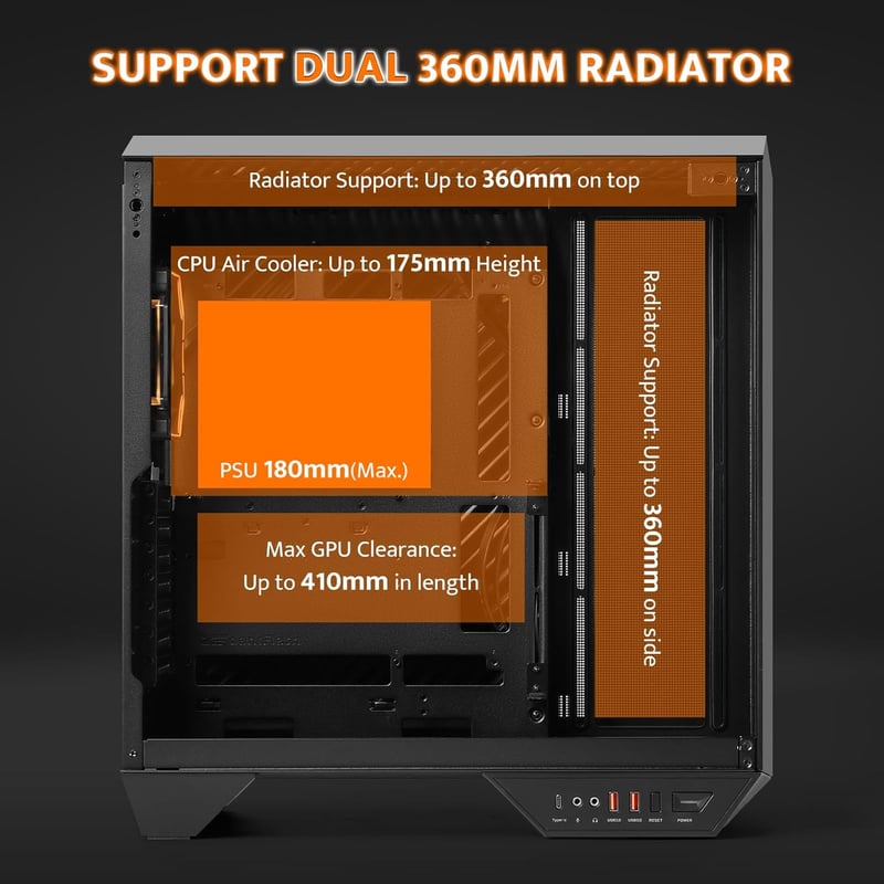 DarkFlash DY470 Mid-Tower ATX Case Black Tempered Glass - 3