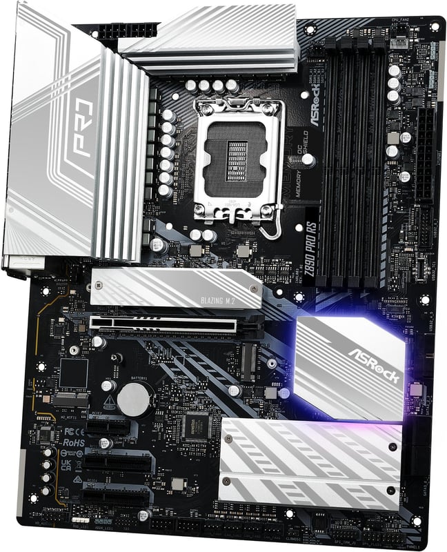 ASRock Z890 Pro RS WiFi LGA 1851 ATX Motherboard DDR5 PCIe 5.0 Thunderbolt 4 - 4