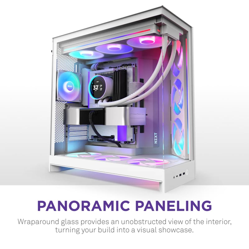 كيس NZXT H9 Flow Mid-Tower ATX أبيض RGB+ - 8