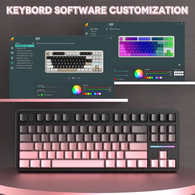 كيبورد Attack Shark X87 TKL 80% Hot-Swappable Tri-Mode Wireless RGB أسود - 4