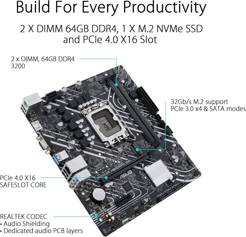 لوحة أم ASUS Prime H610 Micro-ATX LGA1700 DDR4 ARGB - 24