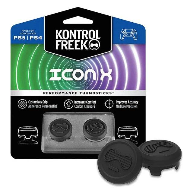 KontrolFreek IconX Performance Thumbsticks Mid-Rise Black PS4/PS5 - 1
