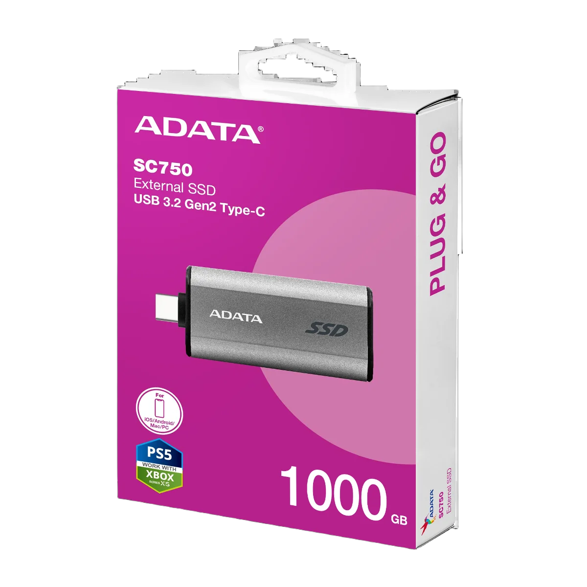 SSD ADATA SC750 1TB USB 3.2 Gen2 خارجي Gray - 1