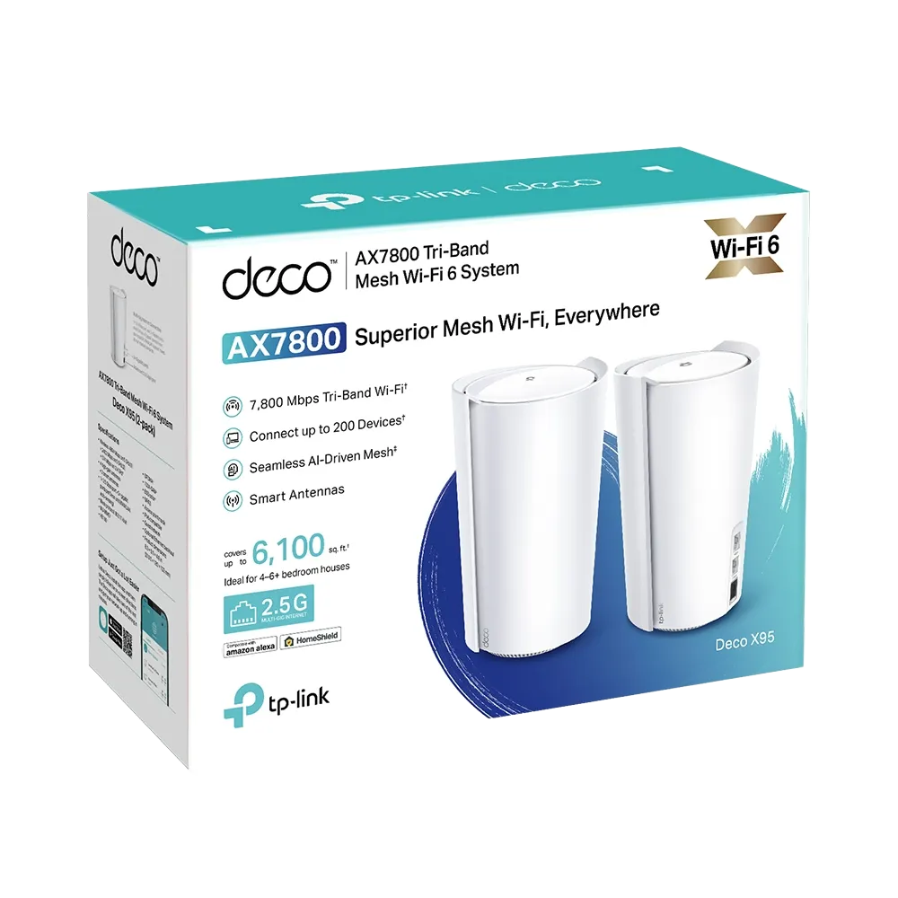 TP-Link Deco X95 AX7800 Tri-Band Mesh WiFi 6 System 2-Pack - 1