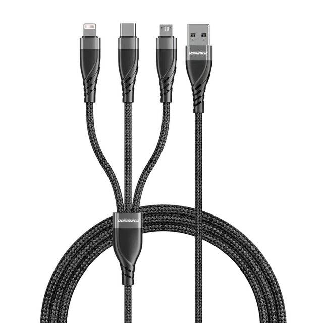 Realme Acacia Max 3-in-1 Power Cable USB-A to Micro USB/USB-C/Lightning 1m - 1