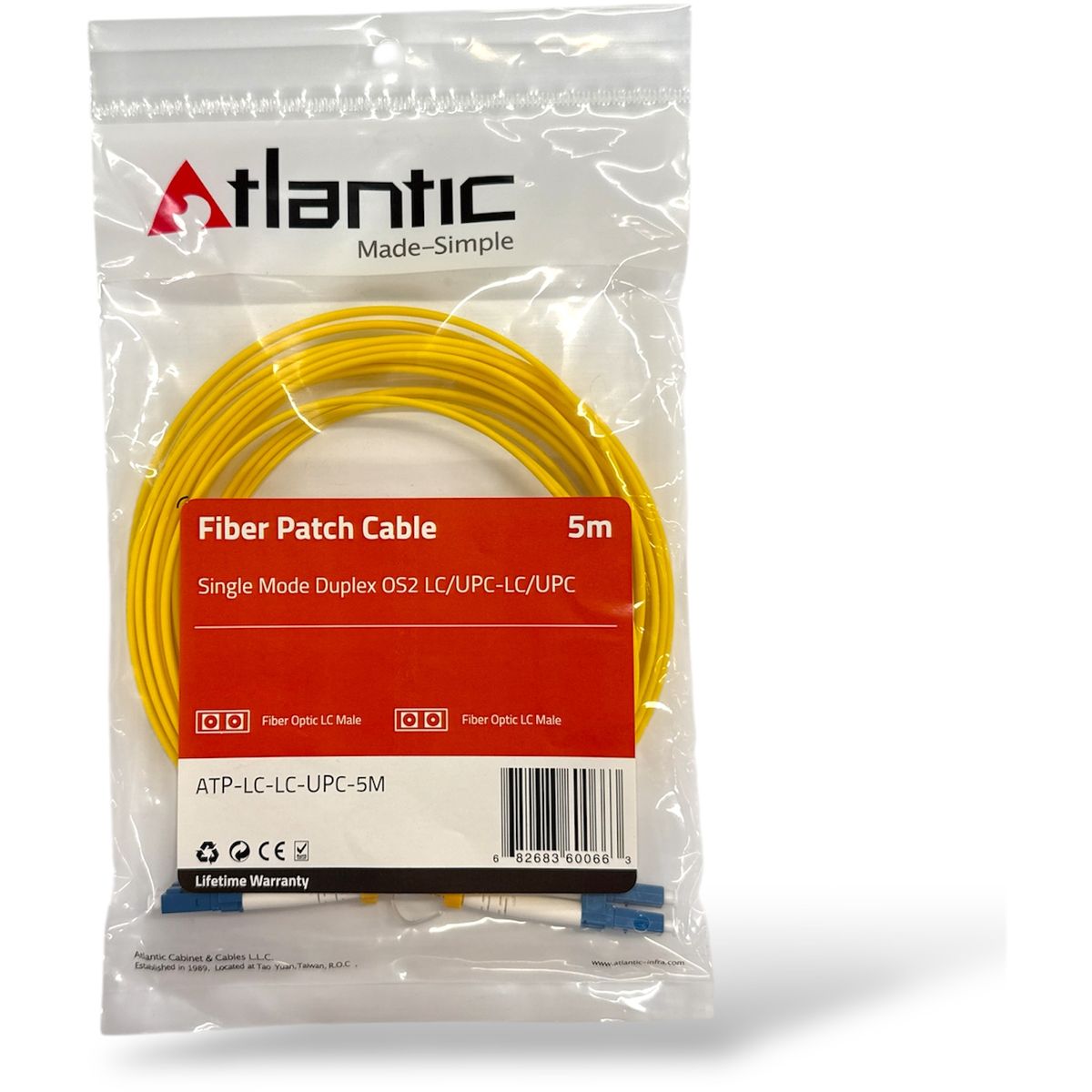 Atlantic Fiber Patch Cable LC to LC 5M Single Mode OS2 - 1