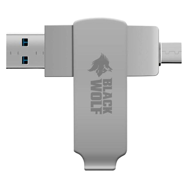 Black Wolf 2-in-1 Flash Drive 128GB USB-C & USB-A 3.2 - 1