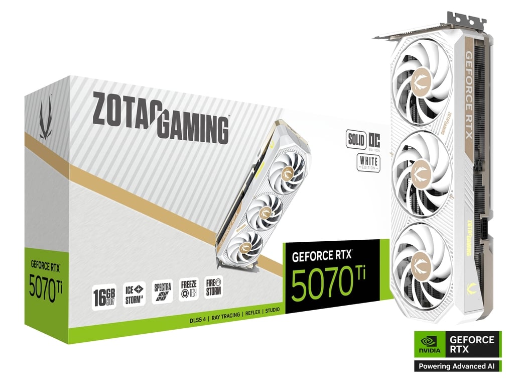 ZOTAC Gaming GeForce RTX 5070 Ti 16GB GDDR7 Solid Core OC White Edition - 1