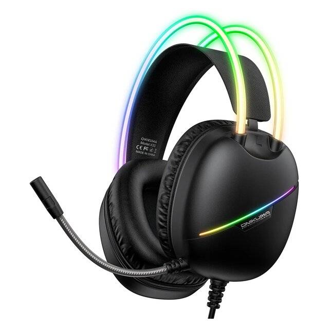 سماعات Onikuma X33 USB-C سلكي مع ميكروفون RGB أسود - 1