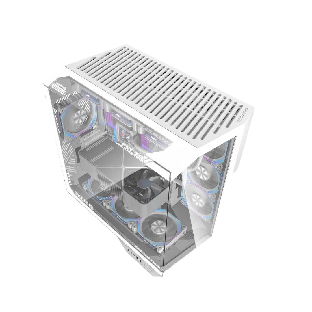 DarkFlash DY470 Mid-Tower ATX Case White Tempered Glass - 1