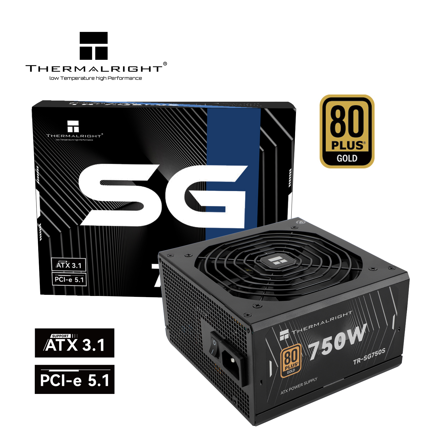 Thermalright SG750S 750W 80+ Gold Power Supply, Black - 1