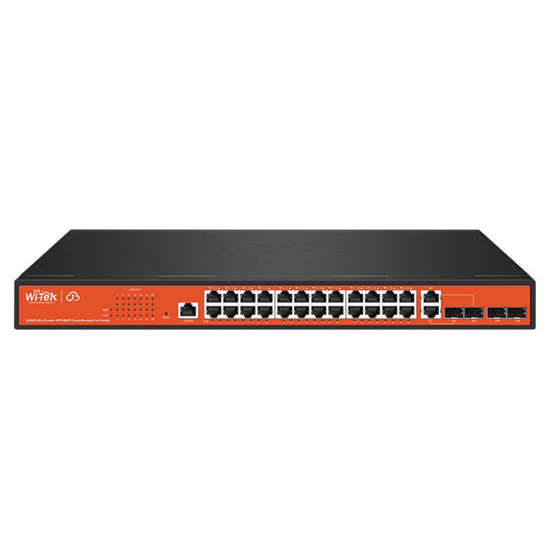 Wi-Tek Cloud Managed Switch WI-PCMS328GF 24-Port 370W PoE+ - 1