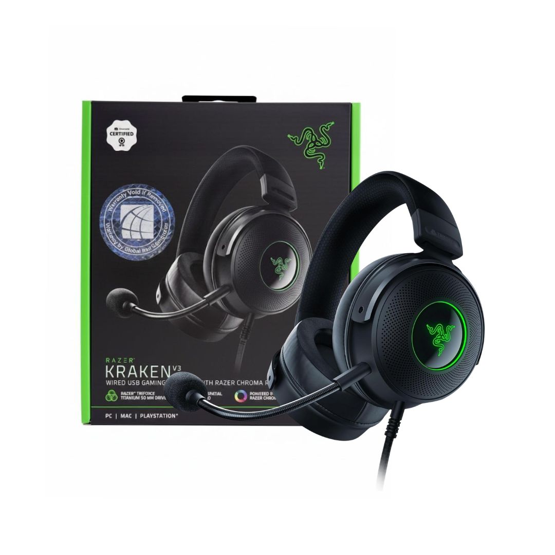Razer Kraken V3 Hyperclear Cardioid Mic Headset USB-A Black - 1