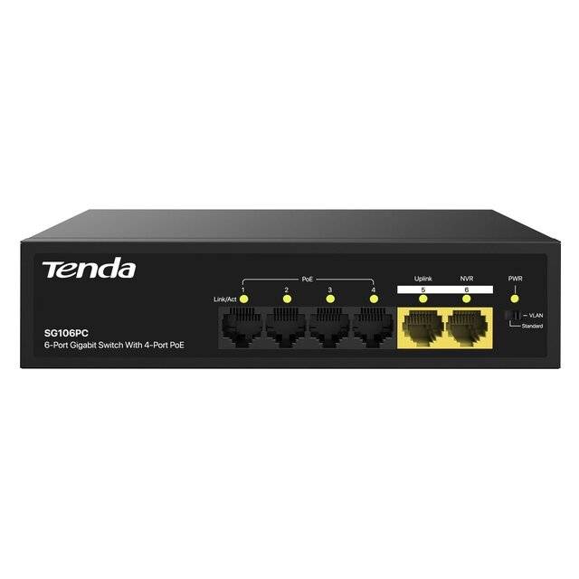 سويتش Tenda SG106PC 6-Port 1GbE غير مُدار يدعم PoE - 1