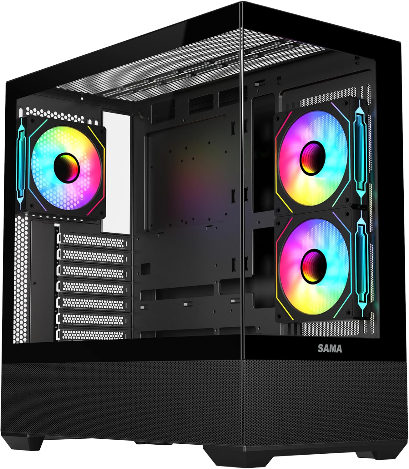 SAMA SV02 Mid-Tower ATX Case Black Tempered Glass - 1