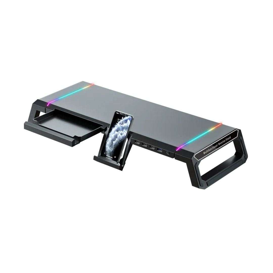 Raptor T1 Laptop Stand with RGB, 4x USB 2.0, 30kg Support White - 1