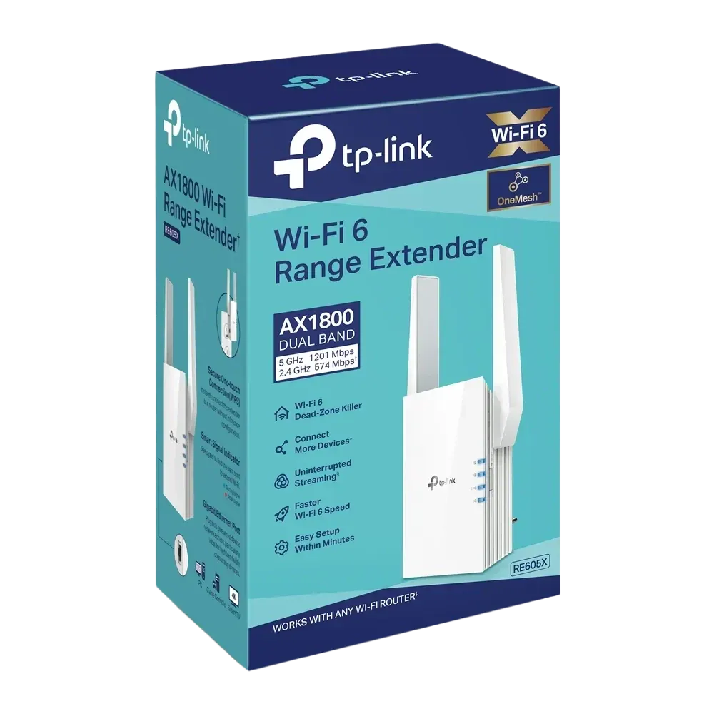 TP-Link RE605X AX1800 WiFi 6 Dual-Band Range Extender - 1