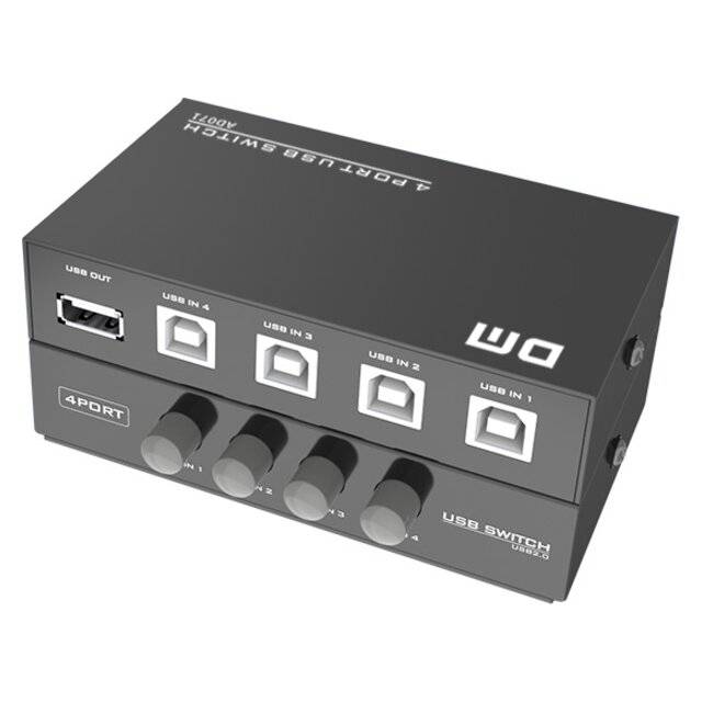DM AD071 4-Port USB-A Peripheral Sharing Switch Black - 1