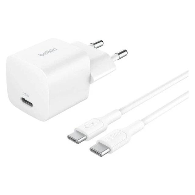 شاحن Belkin Boost WCA012 25W USB-C مع كيبل USB-C إلى USB-C أبيض - 1